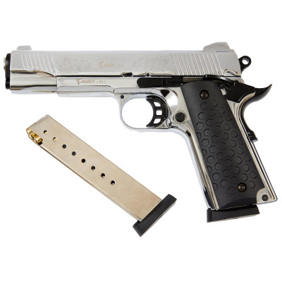 Kuzey 911 Engraved чорна рукоять (охолощений Кольт 1911 chrome). Фото 1