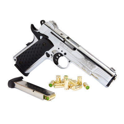 Kuzey 911 Engraved чорна рукоять (охолощений Кольт 1911 chrome). Фото 4