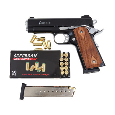 Kuzey 911 SX чорний дерев'яна рукоять (охолощений Кольт 1911 black) Kuzey 911 SX чорний дерев'яна рукоять (охолощений Кольт 1911 black). Фото 3