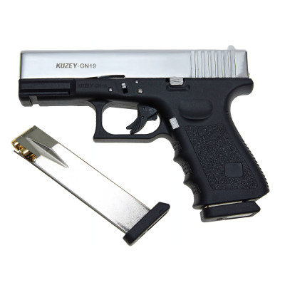 Стартовий пістолет KUZEY GN 19 Chrome (Глок 19 охолощений) Стартовий пістолет KUZEY GN 19 Chrome (Глок 19 охолощений). Фото 1