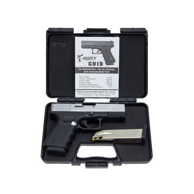 Стартовий пістолет KUZEY GN 19 Chrome (Глок 19 охолощений) Стартовий пістолет KUZEY GN 19 Chrome (Глок 19 охолощений). Фото 2