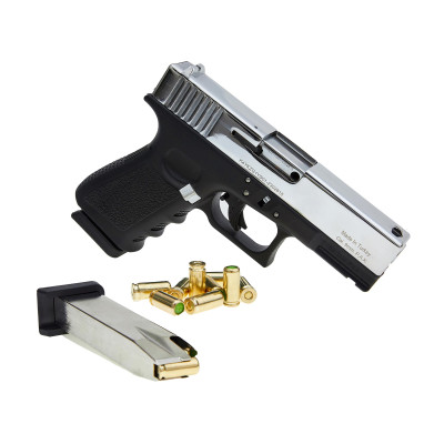 Стартовий пістолет KUZEY GN 19 Chrome (Глок 19 охолощений) Стартовий пістолет KUZEY GN 19 Chrome (Глок 19 охолощений). Фото 4