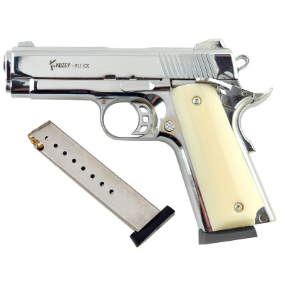 Kuzey 911 SX біла рукоять (охолощений Кольт 1911 chrome) Kuzey 911 SX біла рукоять (охолощений Кольт 1911 chrome). Фото 1