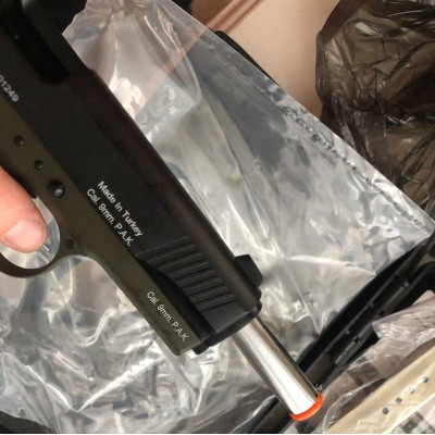 Kuzey 911 чорне руків'я, рамка хакі (охолощений Кольт 1911 black). Фото 4