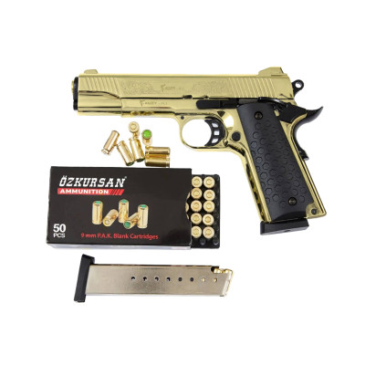 Kuzey 911 золотий пластикова рукоять (охолощений Кольт 1911 gold). Фото 3