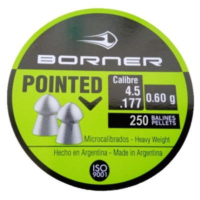 Кулі для пневматики Borner Pointed 0,6 г. кал.177, 250шт. Кулі для пневматики Borner Pointed 0,6 г. кал.177, 250шт.