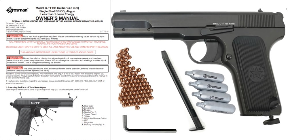 Пневматичний пістолет TT в комплекті з інструкцією